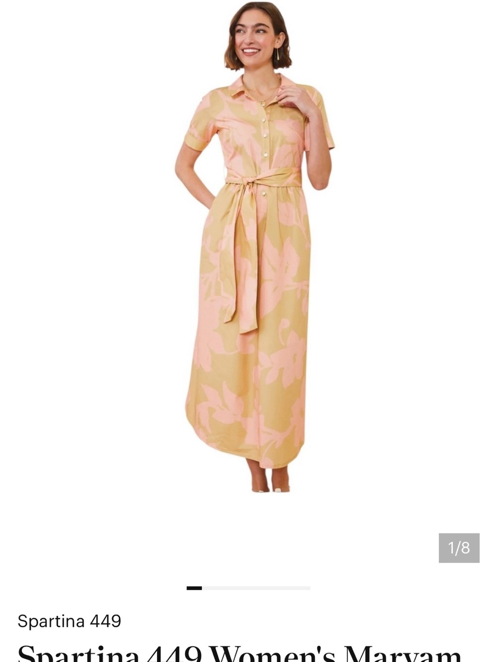 Spartina 459 NWT Maryam Midi Dress in Clara Blooms Pink - Picture 5 of 9